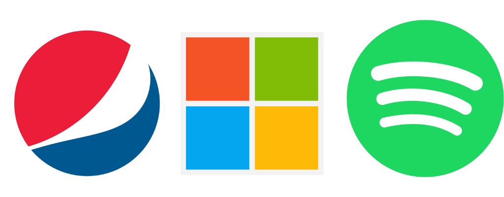 pepsi, microsoft, spotify logo