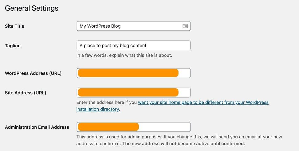 wordpress website settings